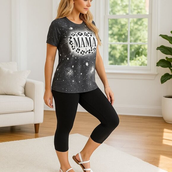 M/L/XL NEW Womens "MAMA" Print Graphic Tee Cheetah - Mom and Me Matching Shirts - Picture 2 of 8